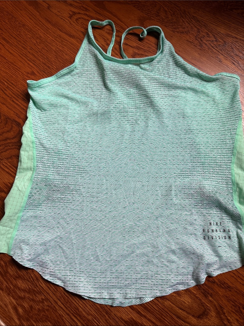 Nike Mint Green Striped Running Tank with Mesh Trim